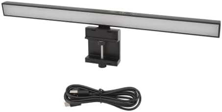 Laptop Monitor Lamp, Black LED Computer Monitor Light Bar, Anti Blue Light Clip-On ABS Screen Lamp, 13 x 0.6 in