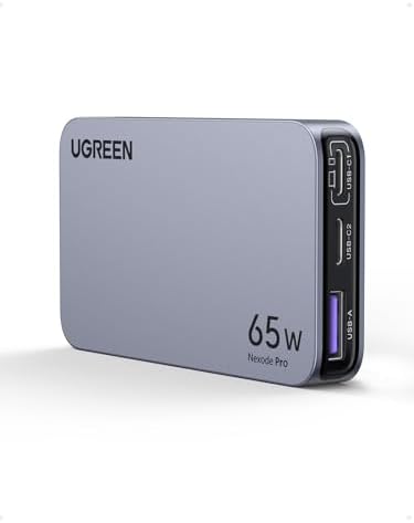 UGREEN Nexode Pro 65W GaN USB C Slim Wall Charger, 3-Port Compact Fast PPS Charger for iPhone 17/16/15 Series, MacBook Air, iPad Pro, Galaxy S25/S24, Pixel 10/9, Steam Deck