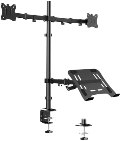 Dual Monitor and Laptop Desk Mount fits 17-32 Inch, Full Motion