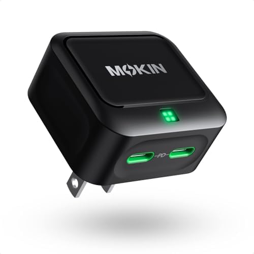 USB C Charger Block 45W, Dual Port Flat Wall Charger Fast Charging Block | Dual Usbc Charger Block GaN+ PD Power Adapter with Foldable Plug Cube for iPhone 17/16/15 Series/iPad/Pixel/Samsung S26/S25