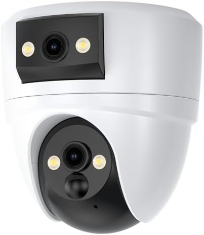 VSTARCAM 2K Dual Lens Security Camera Indoor, Free Cloud & SD Storage, No-Drill Ceiling Mount, 360° PTZ & Wide Angle, WiFi 6 2.4/5G, Color Night Vision, Motion Alerts, 6-Month Battery, 2-Way Talk
