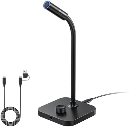 BOYA CM40 Computer USB Microphone for PC, Laptop, Mac & Phones | Gooseneck Microphone with ENC Noise Cancellation, Adjustable Gain, One-Touch Mute, Headphone Monitoring for Podcast Streaming