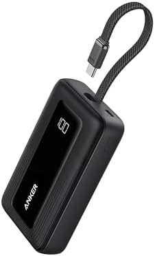 Anker Power Bank,10,000mAh 30W with USB-C Travel Essential Portable Charger | 30W Portable Charger with USB-C Input and Output for iPhone 17 / 16, Galaxy, and More (Black)