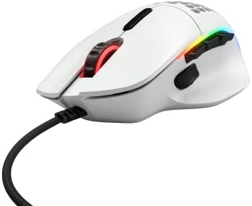GLORIOUS Gaming Model I Wired Gaming Mouse - 69g Superlight, 2 Swappable Buttons, RGB, PTFE Feet, 9 Programmable Buttons, Side Thumb Rest - White