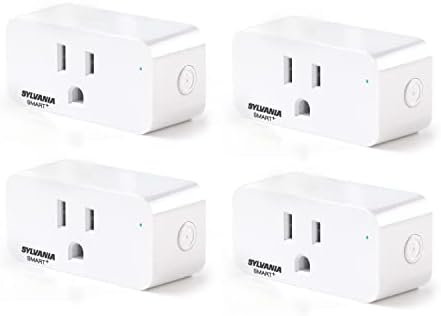 Sylvania WiFi Smart Plug, Voice Control, Compatible with Alexa and Google Home, Timer, On/Off, White - 4 Pack (75703)