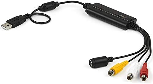 StarTech USB Video Capture Adapter, Windows Only, Cable (SVID2USB232) | S-Video/Composite to USB 2.0 SD Video Capture Device Cable, TWAIN Support, Analog to Digital Converter for Media Storage