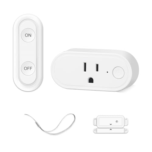 Wireless Sensor Switch Outlet Kits,100 Ft No-Wire Mini Door Sensor Switch Control Plug to Auto Turn On/Off Electrical Devices,15A/1875W for Light, Holiday Decoration, Fan