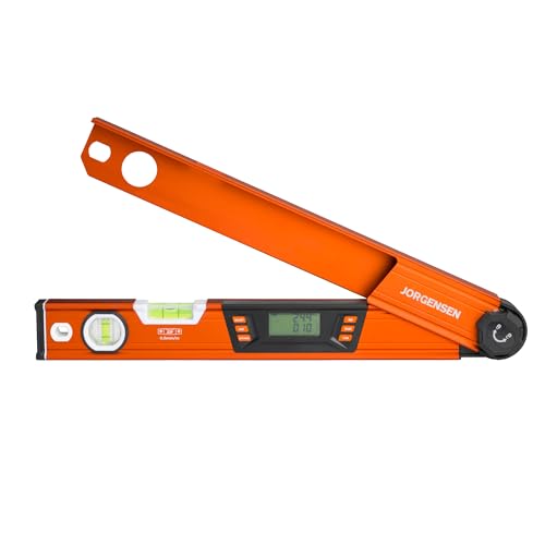 JORGENSEN Digital Angle Finder, Protractor Digital Level | Simple & Compound Miter Cuts;Portable Hanging Hook;Data Hold Function;4 Measurement Units;Easy Unit Switching