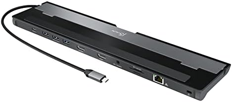 j5create USB-C Dual HDMI Docking Station (10-in-1), 4K + 1080p Dual HDMI Display, 5Gbps USB-A x3, SD Card Reader, PD 100W, RJ45 Ethernet, Combo Audio Jack, for MacBook and Windows Laptop (JCD542)