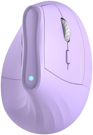 KYSONA Ergonomic Mouse Wireless, Bluetooth Vertical Mouse, 5-Level Adjustable DPI, 2.4G Silent Switch Mice for Windows, MacOS, IPadOS, Laptop, PC, Purple