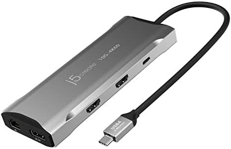 j5create USB C 4K Triple Display Hub - 4K HDMI x2, 4K DP, 2 USB-A and USB-C