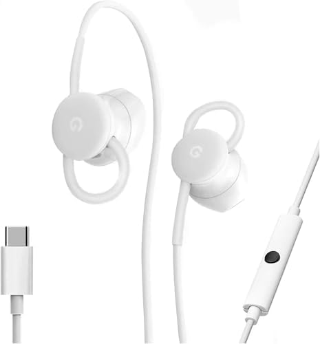 Google Earbuds Wired Headset USB-C, Comfortable Fit, Inline Controls, Compatible with Type-C Phones - White (Retail)
