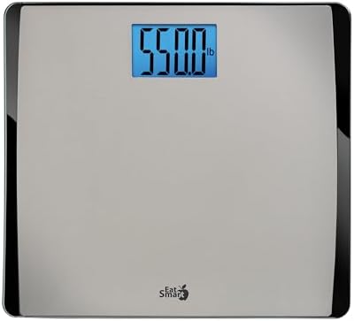 Eat Smart Precision 550 Pound Extra-High Capacity Digital Bathroom Scale, Extra-Wide Platform, Stainless Steel Body Weight Scale with Step-On Tech, Silver