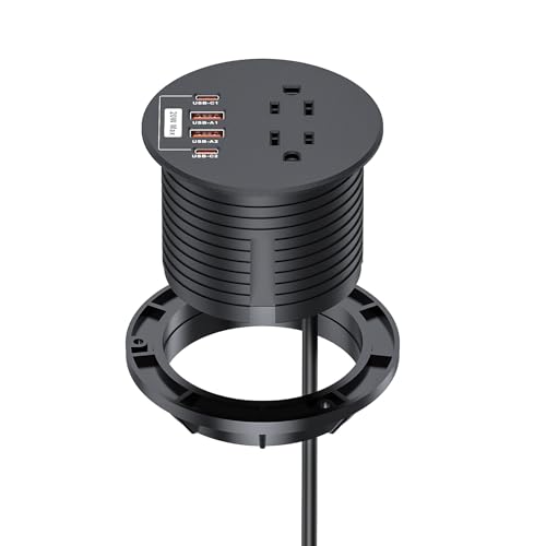 3 Inch Desk Power Grommet, 20W USB C 2 AC Outlets for Home&Office