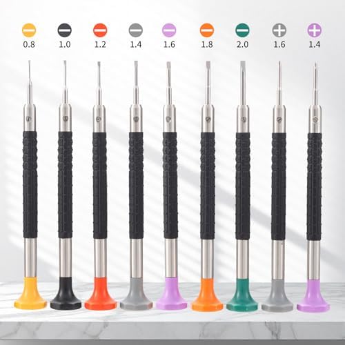 Watch Screwdriver Set with 9pcs Precision Slotted and Phillips,9pcs Different Sizes With 9 Extra Replace Blades Watchmaker Screwdriver Set for Watch/Eyeglass/Jewelry Repair