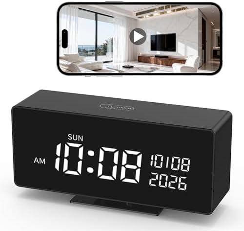 Clock Camera–Indoor Security Camera, Nanny Camera with 2K HD Video,AI Motion Alerts,Digital Clock, Night Vision, 5G&2.4G, Bluetooth Setup,Local & Cloud Storage