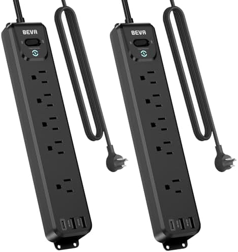 2 Pack Surge Protector Power Strip, 10FT Long Extension Cord