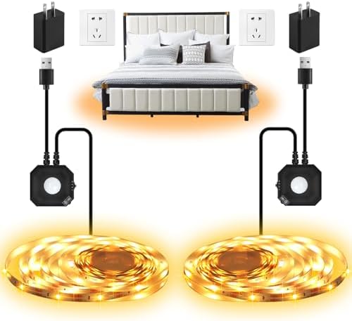 Motion Activated LED Strip Lights,2-Packs 9.8Ft Warm White Lighting