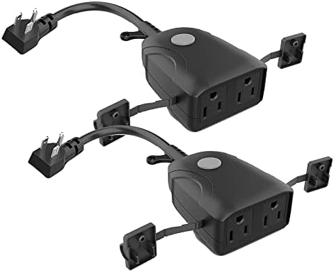 Feit Electric Smart Dual Outdoor Plug, WiFi Waterproof Plug, Grounded Sockets, Compatible with Alexa and Google Assistant, App Controlled, 15Amp Indoor/Outdoor 2 Outlet WiFi/WP (2 Pack)