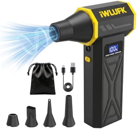 Electric Compressed Air Duster, 130,000RPM Super Power Cordless Rechargeable Electronic Dust Blower, 4-Gear Adjustable Mini Duster for Electronics Computer PC Keyboard Home Car Workshop Outdoor
