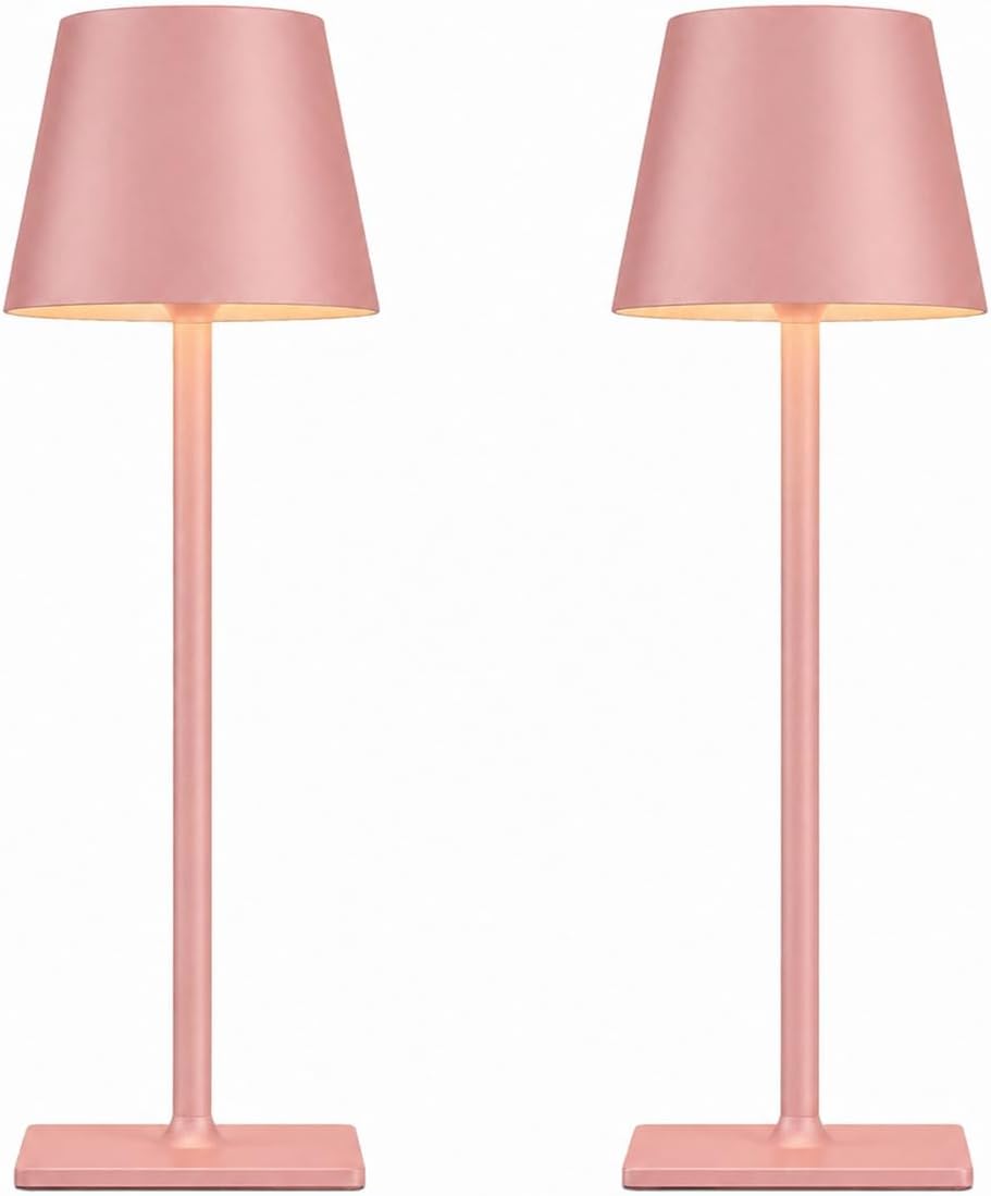 Yogaret Gold Rechargeable Cordless Table Lamp, Battery Operated, 2 Pack | 6000mAh battery lamps waterproof wireless portable design for outdoor patio, dining tables, kitchens, restaurants home bar
