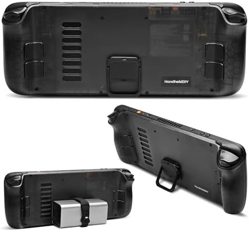 Cooling Modcase for Steam Deck LCD/OLED, Steam Deck Translucent Back Plate Accessories with Foldable Kickstand, Heat Management Shell Case, Easy Installation with Tools (Black)