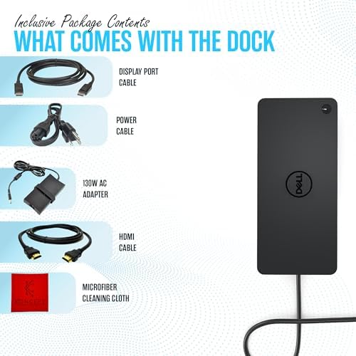 Dell D6000S Universal Docking Station USB C with 130W, HDMI & DP Cable (Renewed)
