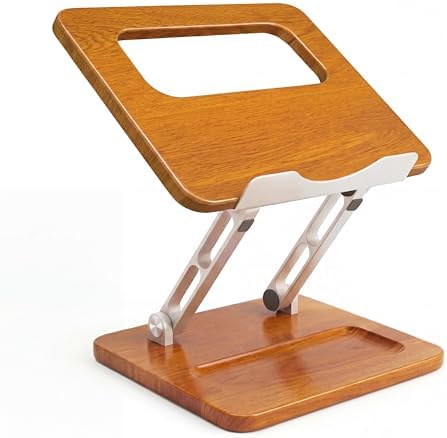 Adjustable Laptop Desk Stand Wood with Storage Slot