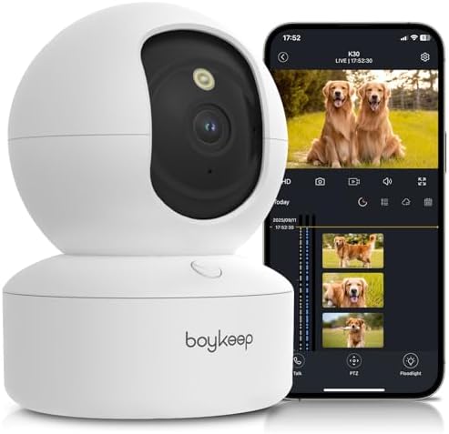 BoyKeep Indoor Camera - 2K Pet Camera, 5G/2.4GHz WiFi Cam for Baby Monitor with Phone App, 360° Pan & Tilt, 2-Way Audio, Color Night Vision, New for 2026 with 12s Free Cloud Storage
