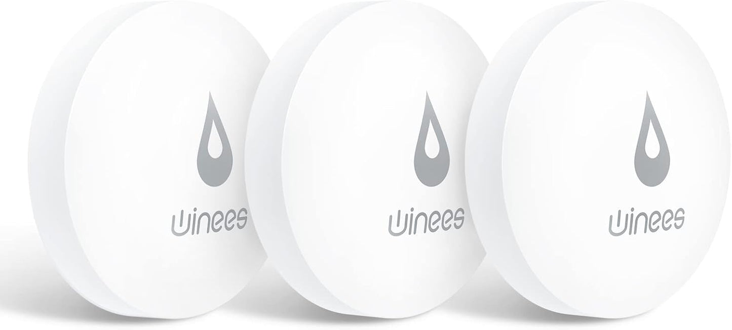 Winees WiFi Water Leak Detector for Home, 3 Pack Water Sensors | with 100dB Adjustable Alarm, Leak Alert Email&SMS Notification, 200M Transmission for Basement, Bathroom, Laundry, IFTTT