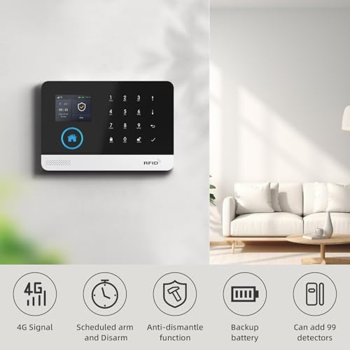 PGST Home Security Systems for House, Wireless Home Security Alarm System, Door/Window Sensor Motion Sensors with App Alert, WiFi+GSM 4G Home Alarm System No Subscription(103-F)