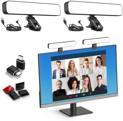 ALTSON 16W 2PCs Video Conference Lighting, LED Streaming Light Clip-On, Zoom Lighting for Computer Monitor Webcam Laptop, Desk Ring Light for Video Recording Podcast, Eye-Caring&360° Rotary Backlight
