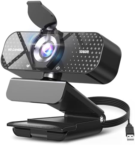 TRAUSI Webcam 1080P with Built-in Mic, Wide Angle & Privacy Cover for PC/Laptop, Plug & Play USB HD Computer Web Camera with Light Correction for Meetings, Streaming and Video Calling