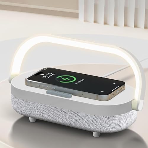 Nightstand Lamp with Wireless Charger,4 in 1 Touch Bedside Lamp Bluetooth Speaker,Portable Dimmable LED Night Light,Corporate Gifts Premium for Employees Clients,Birthday Gifts Women Wife Friend