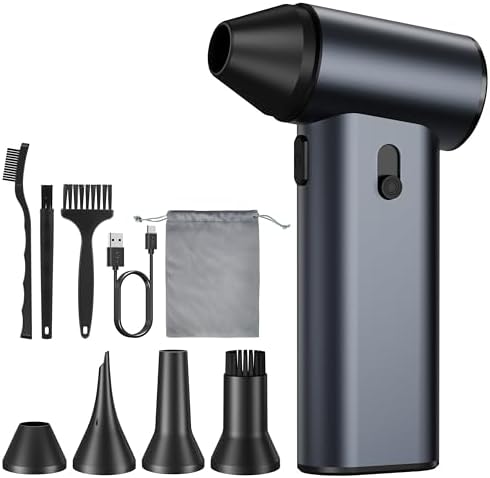 Compressed Air Duster,110,000RPM Super Power 6-Speed Adjustable Rechargeable Cordless Electric Air Duster,Mini Air Blower for PC Keyboard Car Home Cleaning