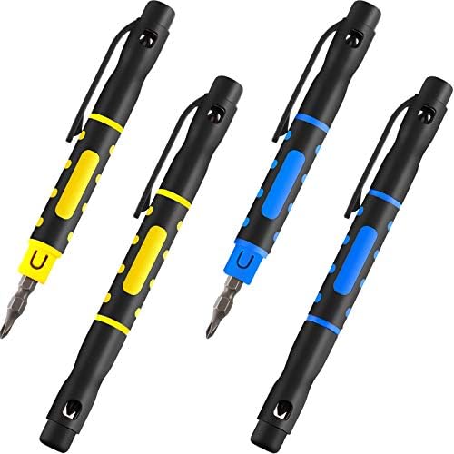 Mudder 4 Pieces Pocket Screwdriver 4 in 1 Multipurpose Portable Crossing Flathead Pen Screwdriver for Repairing
