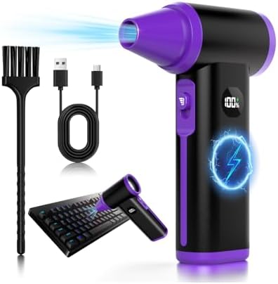 WINWEND Compressed Air Duster: 130000RPM & 8-Gear Adjustable Rechargeable Electric Air Duster - Mini Cordless Air Blower for Cars, PC, Keyboard, Home, Outdoor Cleanings - Replaces Compressed Air Cans
