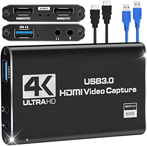 Capture Card Nintendo Switch, Video Capture Card, Game Capture Cards | 4K 1080P 60FPS, HDMI to USB 3.0 Capture Cards for Streaming Work with PS4/PC/OBS/Camera