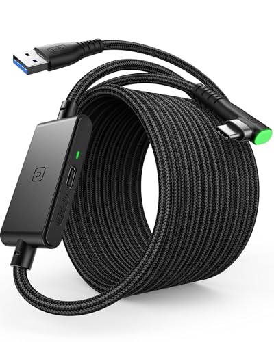 INIU 16ft VR Link Cable with Separate Charging Port, USB 3.0 to USB C Cable | USB 3.0 High Speed & Charging, Compatible for Virtual Reality Headset, Meta Quest 3S, Quest Pro, Pico 4, Steam VR, Gaming PC