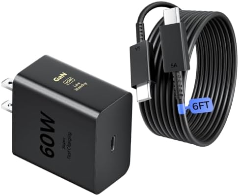 60W USB C Super Fast Charger, Type C Fast Phone Charger | PD 3.0 PPS Wall Charging Block with 6FT Cable, for Samsung Galaxy S26 Ultra/S25/S24/S23, iPhone 17/16/15 Pro Max, iPad Pro