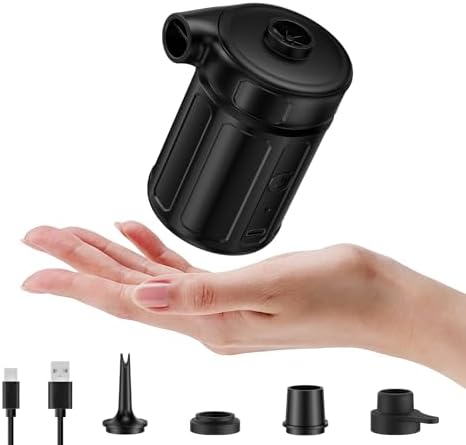 Portable Air Pump for Inflatables, Air Mattress Pump 6000mAh Rechargeable,2026 Upgraded Metal Blades,4 Air Nozzles,Inflate Deflate for Camping Gear Pool Floats Air Bed