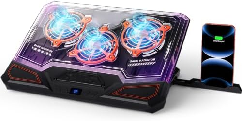 Gaming Laptop Cooling Pad, RGB Laptop Cooler with Powerful Turbo Fan