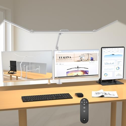EPABINA 36W Ultra Bright Architect Desk Lamp with Clamp, Tall Overhead Rotatable Led Desk Light for Home Office, 47Inch Long Adjustable Monitor Light Bar with Remote for Computer Screen Desktop Table