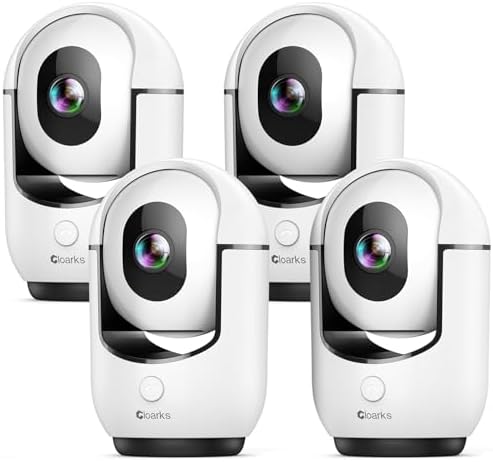 Cloarks 2K Pan/Tilt Security Camera, WiFi Indoor Cameras for Home Security with AI Motion Detection, Pet/Dog/Baby Camera with Phone App, 2-Way Audio, 24/7, Siren, TF/Cloud Storage, 4 Pack