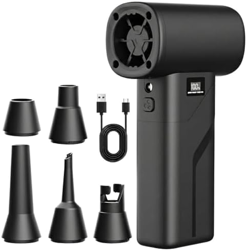 Compressed Air Duster 110,000 RPM – Cordless Electric Air Duster | 4-Speed Rechargeable Air Blower for PC Cleaning, Keyboard, Car, Camera & Canned Air Alternative