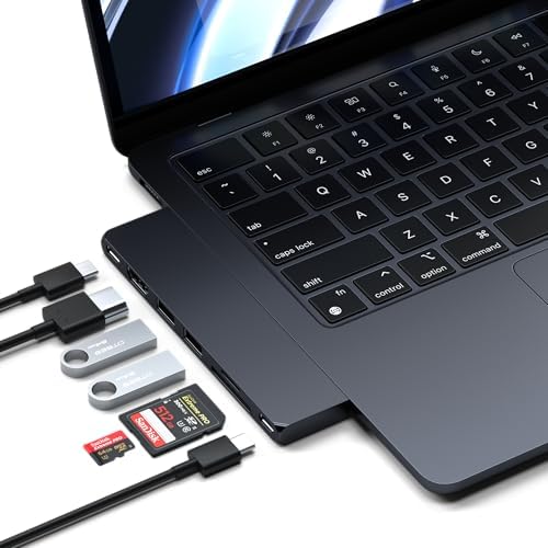 Satechi 7-in-1 USB-C Hub Pro Slim, 100W Charging, 4K HDMI, USB4, Midnight | USB hub, 100W Charging, USB 4, USB 3.2 Gen 2, SD/Micro Card Reader, for Mac, MacBook Air/Pro