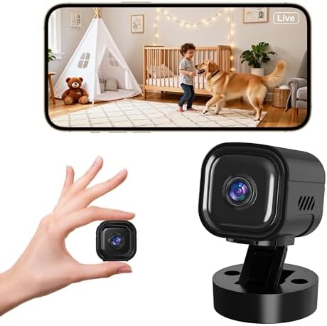 Mini Camera for Home Security,2K Indoor Camera,2.4G WiFi Cam,Black