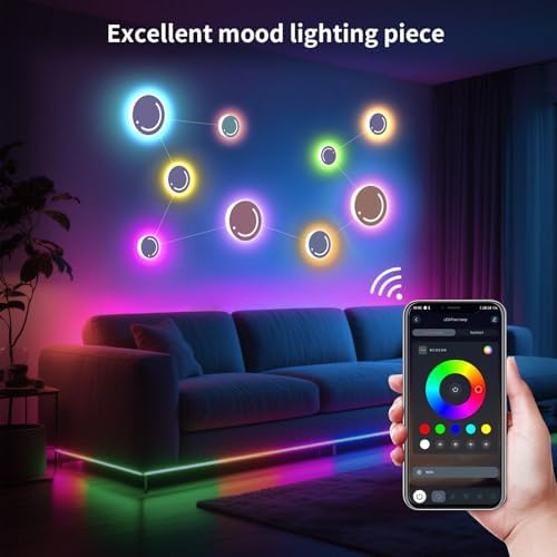KANTUTOE Smart LED Wall Lights, 9-Piece RGB LED Light with App & Remote Control, TV Backlights, Music Sync, Color-Changing, Ambient Lighting for Gaming, Bedroom, Living Room and Home Decor