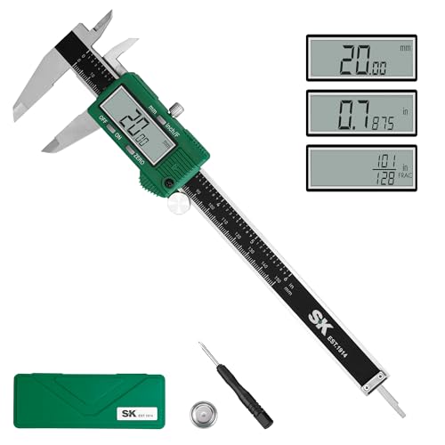 SK 6'' Digital Calipers, Vernier Caliper Measuring Tool, ±0.001" Accuracy | Electronic Calibrador with Large LCD Screen, Auto-Off Feature, Inch/Millimeter/Fraction Conversion