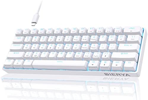 DIERYA 60% Mechanical Keyboard, DK61se Wired Gaming Keyboard with Red Switches, LED Backlit Ultra-Compact 61 Keys Mini Office Keyboard for Windows Laptop PC Gamer Typist(White)